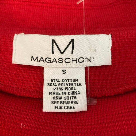 Magaschoni Cardigan Blazer Womens Sz S Red Wool Oversized Shawl Collar Pocket - Picture 5 of 8